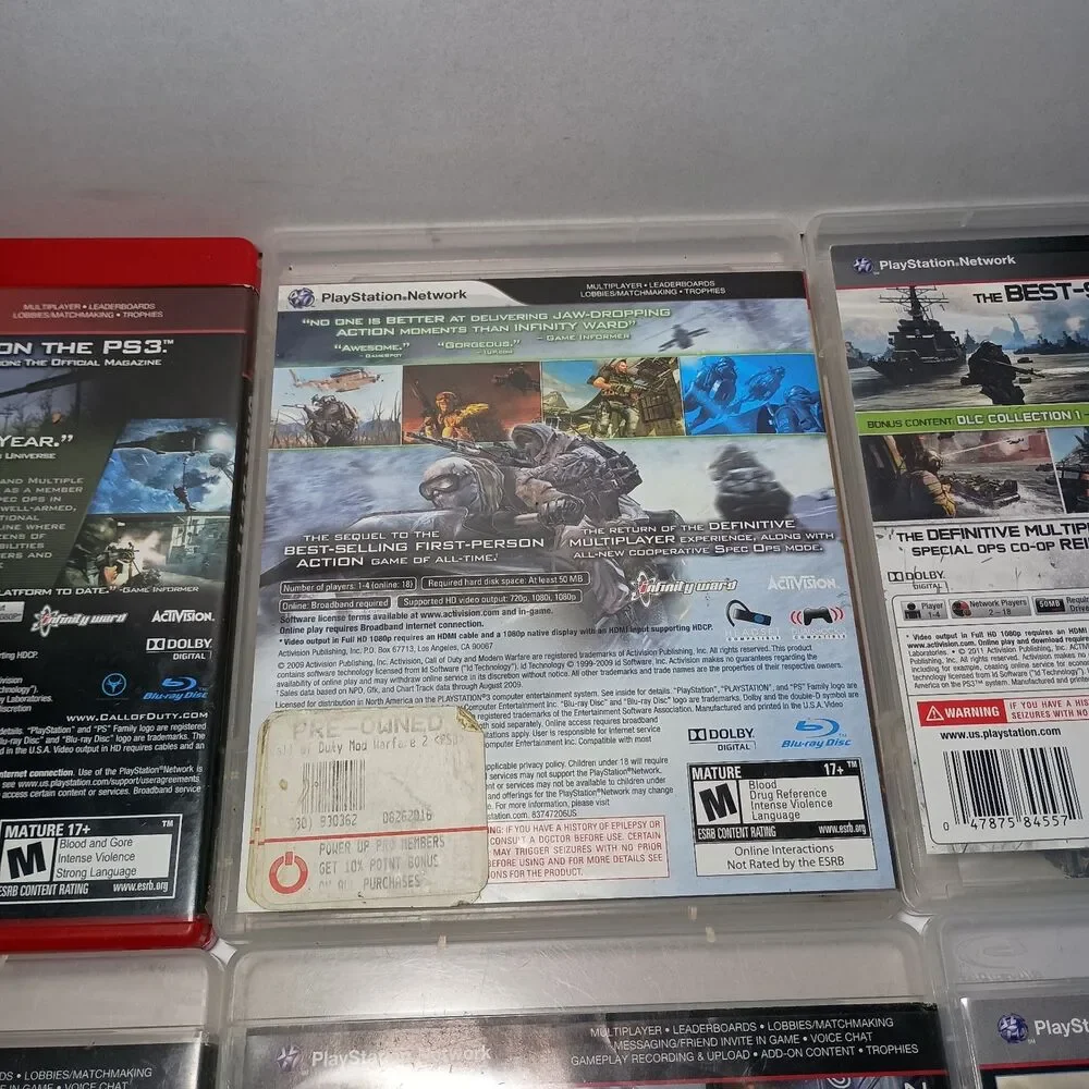 Call of Duty 4 Modern Warfare + 2 + 3 + Ghosts + Black Ops + II PS3 Video Games